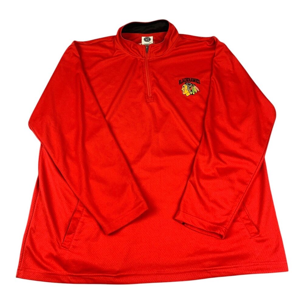 Chicago Blackhawks Men’s 1/4 Zip Pullover Embroidered Red NHL, Size XXL